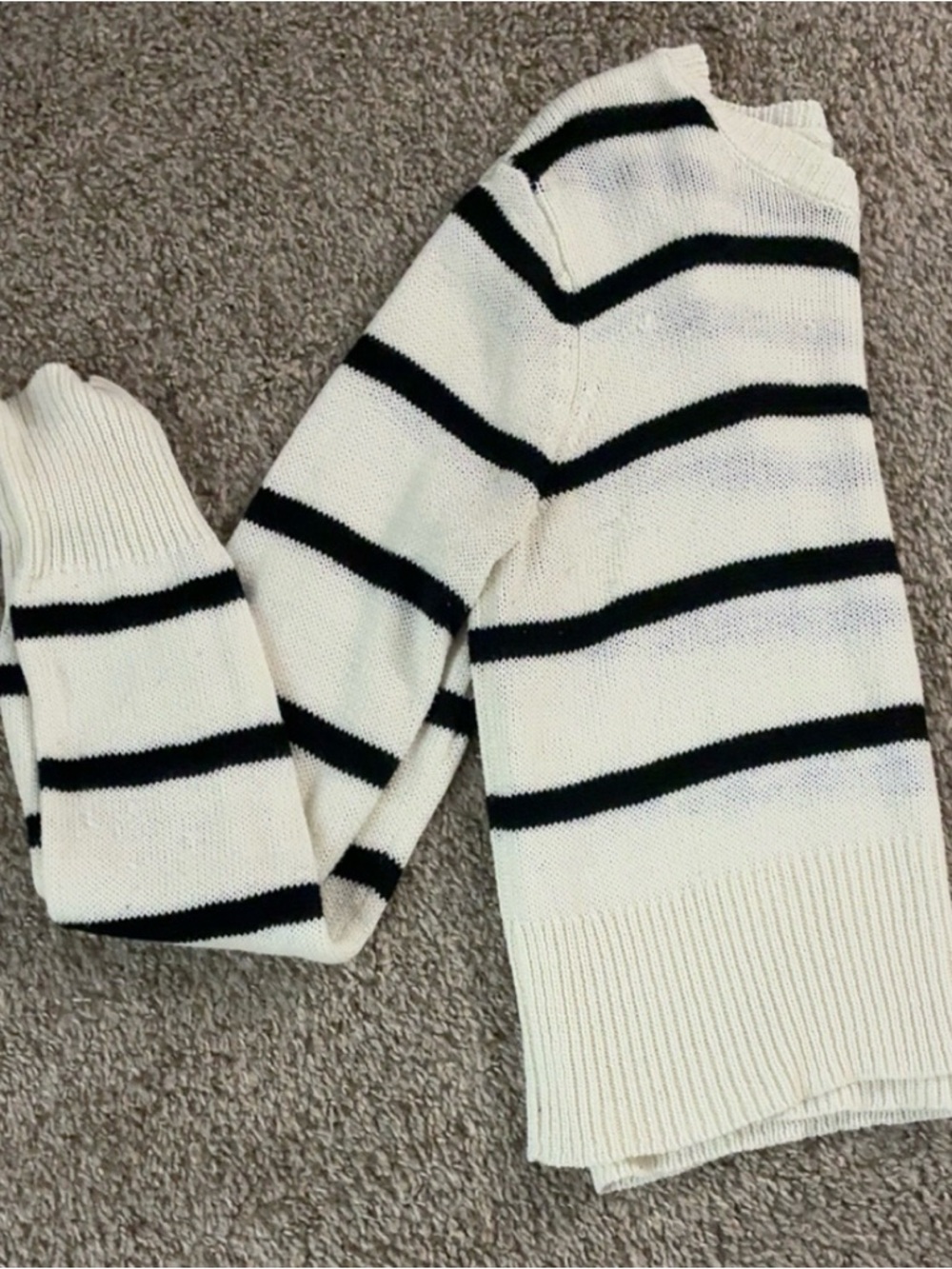 Sky and Sparrow Cream and Black Striped Knit Sweater